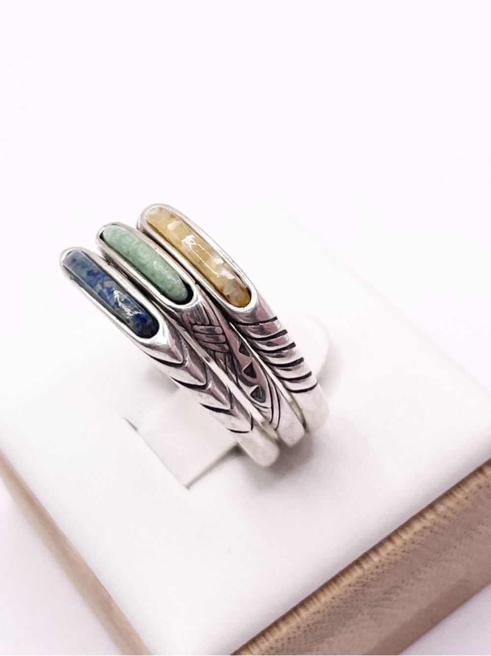 Size 8.5 vintage carolyn pollack 925 Sterling Silver Stackable Rings - Picture 2 of 10